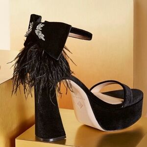 Antonio Melani Black Janie Velvet Platform Dress Sandals Size 9